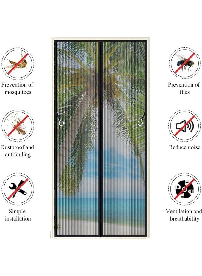 DUNISO Magic Mesh Magnet Fly Screen Door with Tie, 80x210cm Anti Mosquito Mesh Net,Reinforced with Full Frame  Magic Tape and Special Windproof Design,Insect Protection Door no Gap, Easy to Install Without Drilling (White) - Image 4